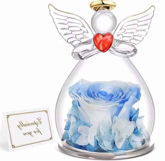 Statuetta decorativa a forma di rosa in vetro per San Valentino, disponibile nei colori rosso, oro e blu