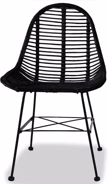 Sedie da Pranzo 4 pz | Sedie da cucina Nere in Rattan Naturale