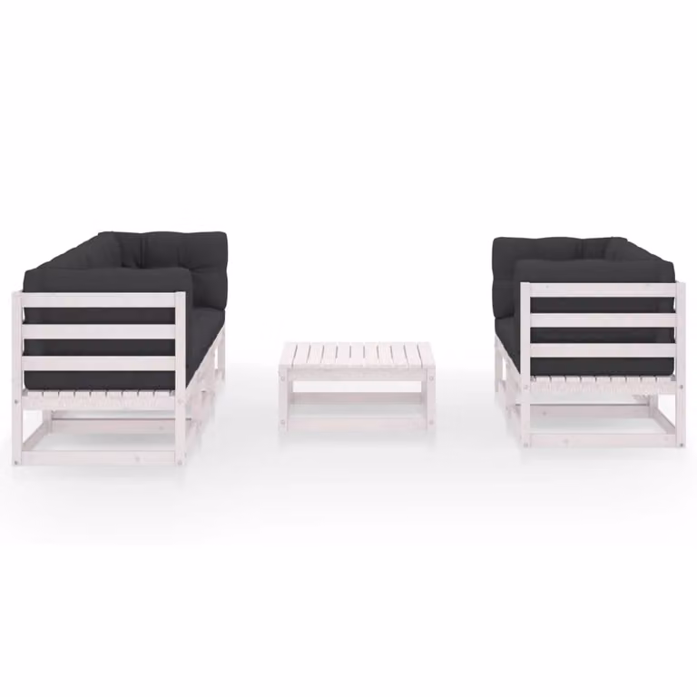 Set Divani da Giardino 6 pz con Cuscini Legno Massello di Pino