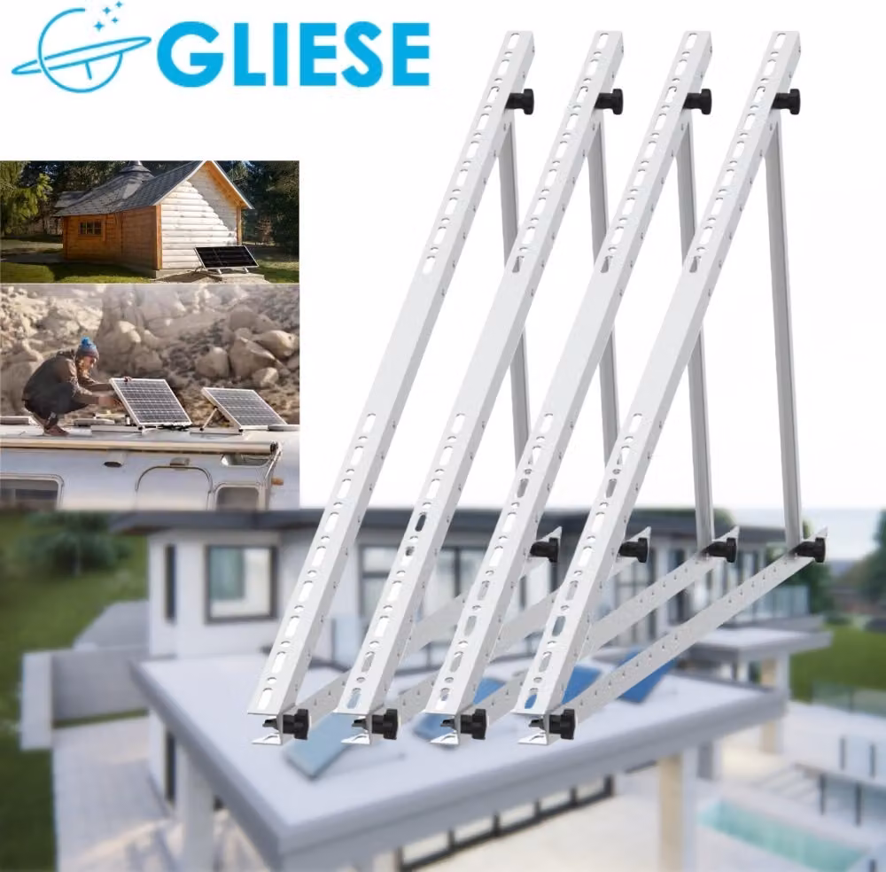 Staffa per pannello solare 118CM 46inch 4 pezzi tetto piano per 2 pannelli solari balcone power plant.0°-90° elevazione montaggio pannello solare 0% IVA