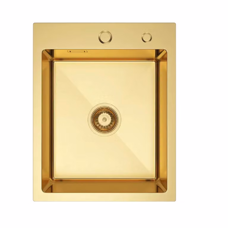 Lavello QLS 40x50 cm in acciaio inox RUBEN GOLD con sifone e dispenser di sapone 11224