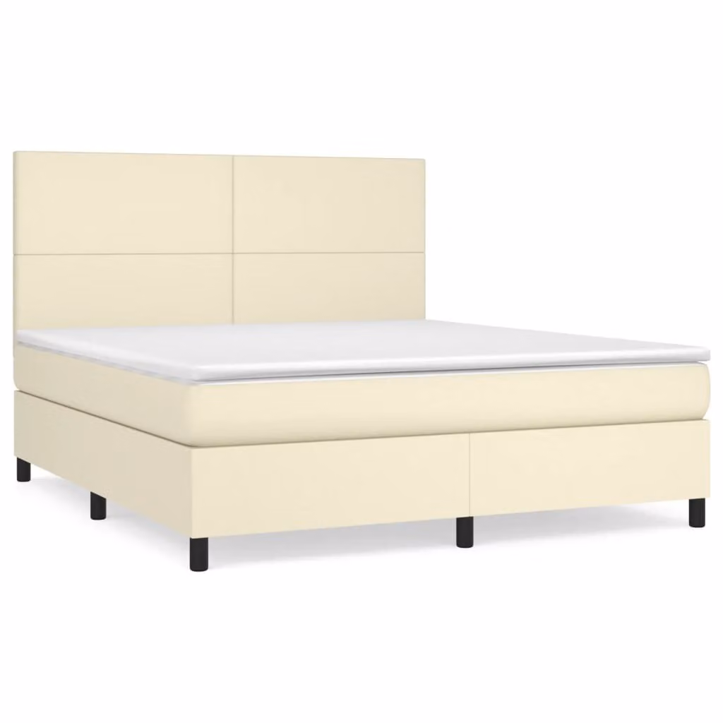 Giroletto a Molle con Materasso Crema 180x200 cm in Pelle finta