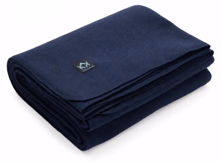 Coperta matrimoniale Wolldecke, dimensioni 229x274 cm, spessa, lavabile, blu navy