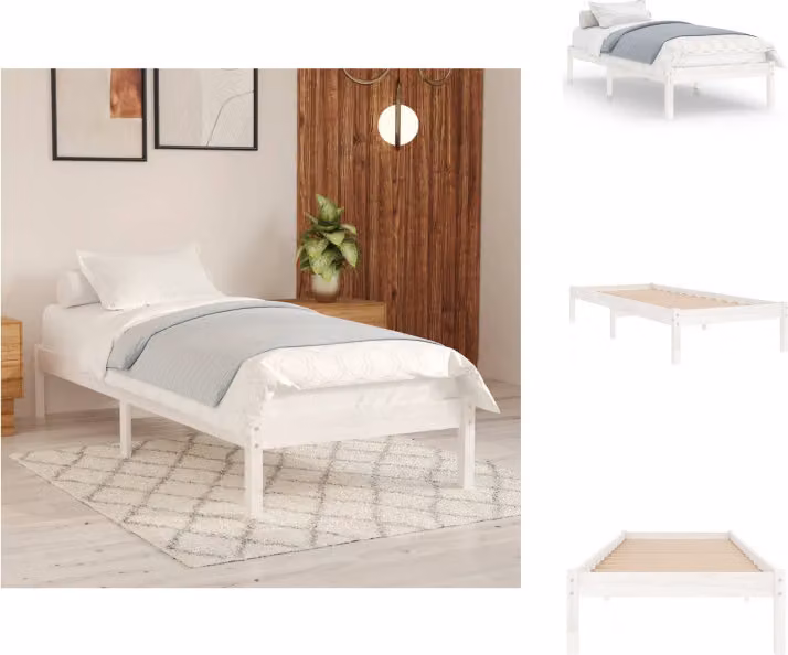 vidaXL Letto in legno massiccio di pino bianco 100x200 cm - Letti e reti