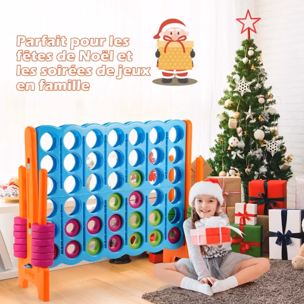 Gioco gigante Forza Quattro HELLOSHOP26 per interni ed esterni in plastica, blu e arancione, L 120 cm x P 42 cm x H 104 cm – 2