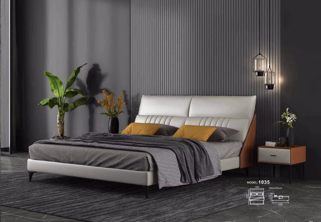 Designer Bett Schlafzimmer Betten Textil Leder Hotel Luxus Polster Samt Weiß
