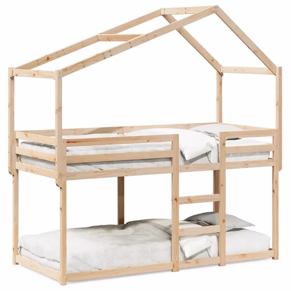Letto a castello per bambini vidaXL in legno di pino massello bianco, L/P/H: 205.5 x 90 x 176.5 cm – 2