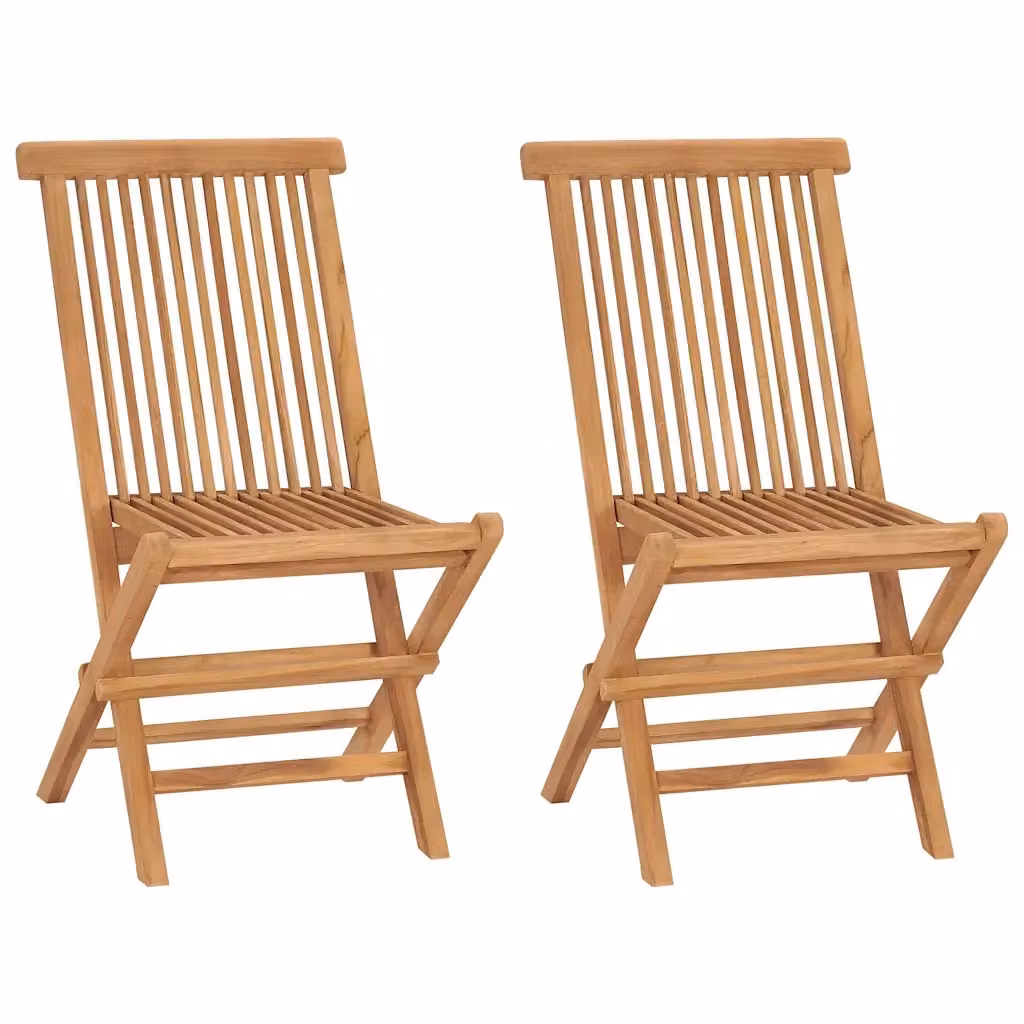 Set di 2 sedie pieghevoli da giardino vidaXL in legno di teak marrone – 2