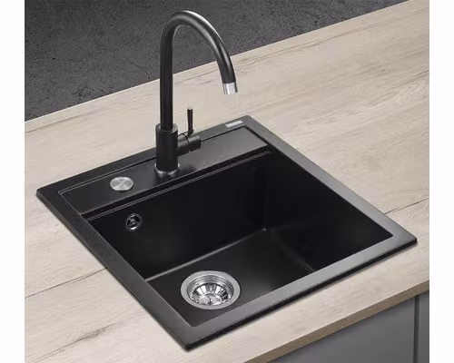 Lavello in granito con miscelatore CONCEPT Black 49x51 cm nero dg00c50bcbdg3234set