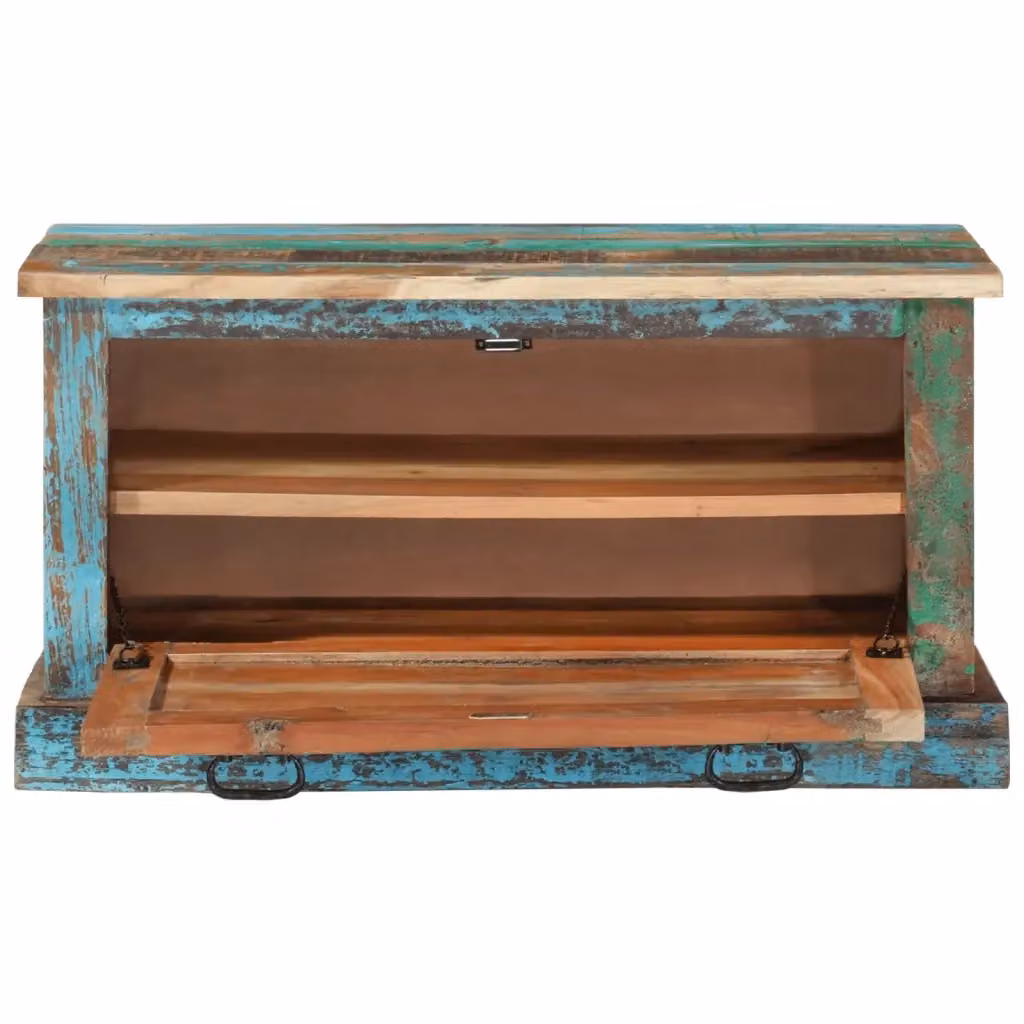 Panca Scarpiera in Legno Massello di Recupero vidaXL Multicolore – 2