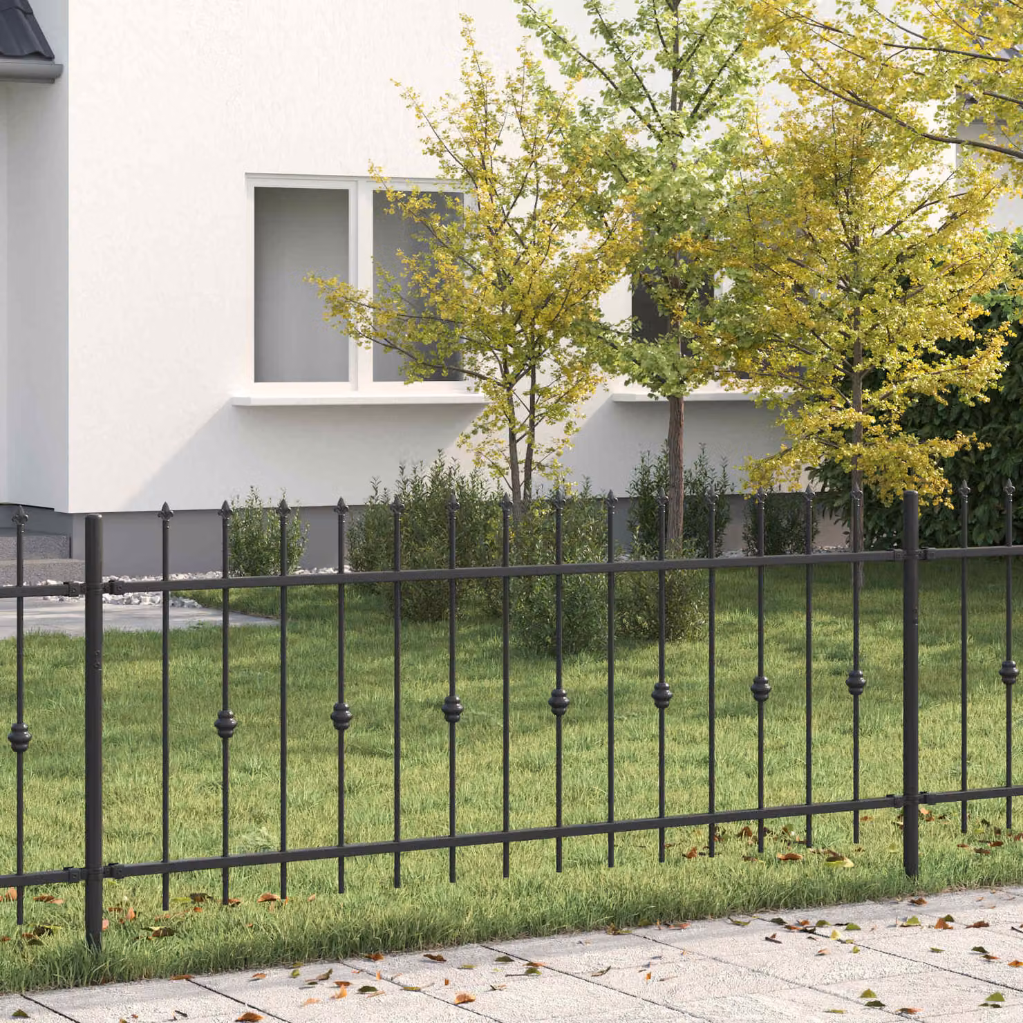 Recinzione a punte ASTEN vidaXL in acciaio nero L: 200 cm, H: 130 cm