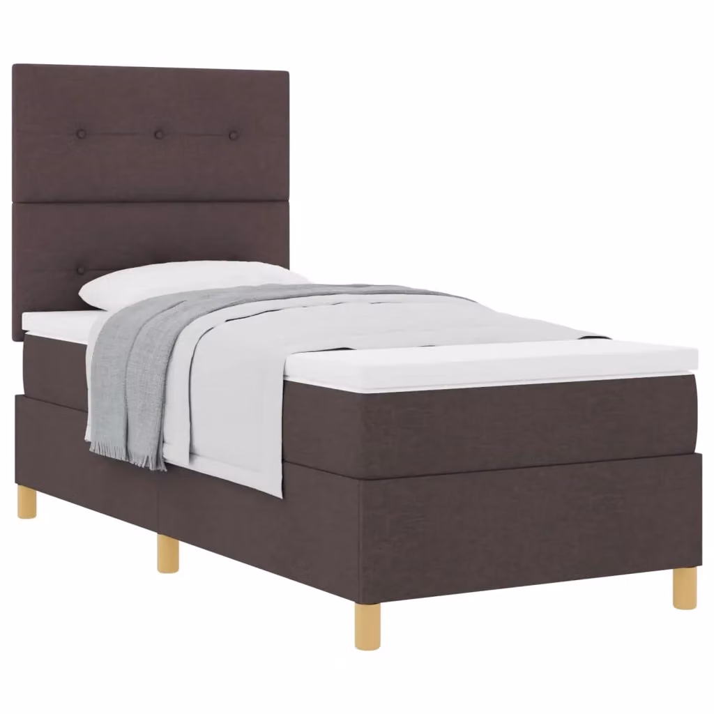 Letto a molle con testiera vidaXL in tessuto marrone con molle a tasche individuali L/P: 100 x 200 cm – 2