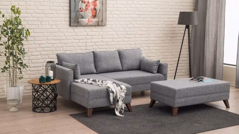Hanah Home, Bella- BLC1505, grigio, divano letto, struttura: Legno / MDF
