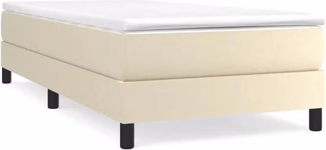 Letto singolo | Letto per adulti | Giroletto a Molle con Materasso Crema 90x190 cm in Similpelle