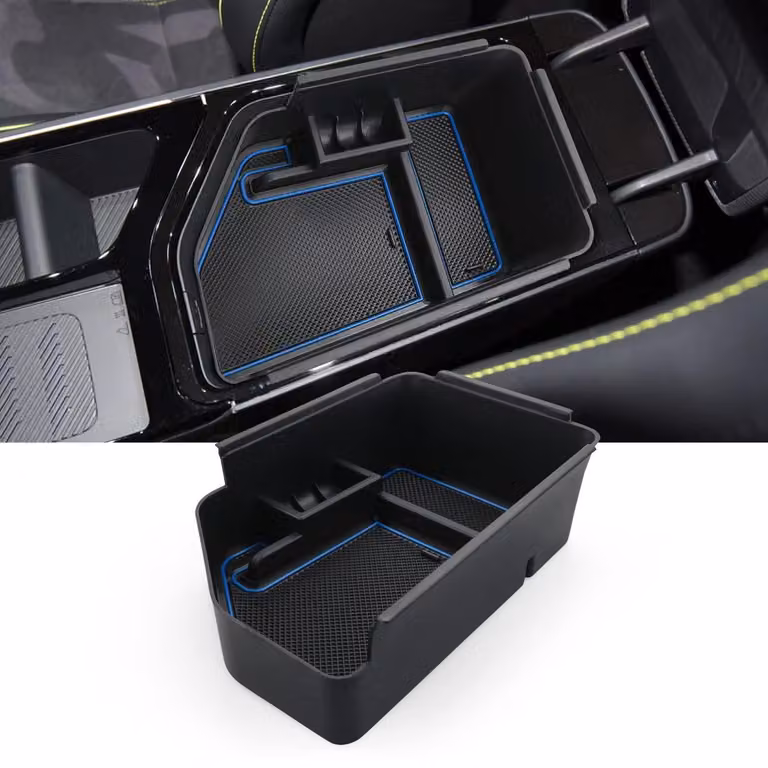 Contenitore portaoggetti per la console centrale della Kia EV6 2022, con tappetino antiscivolo, colore blu