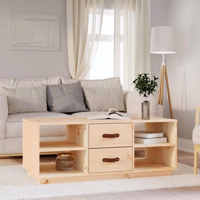 vidaXL Tavolino da Salotto Moderno in Legno di Pino Naturale L: 100 cm, P: 50 cm, H: 41 cm