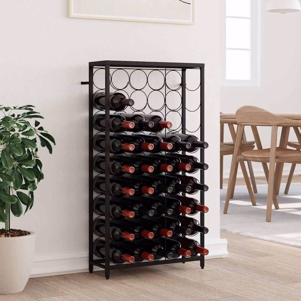 Portavini vidaXL per 45 bottiglie in metallo nero L: 54 cm, P: 18 cm, H: 100 cm