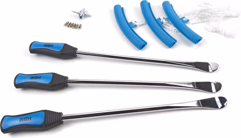 Set-kit leve smontagomme con impugnatura e protezione per cerchi, 13 pezzi Hbm