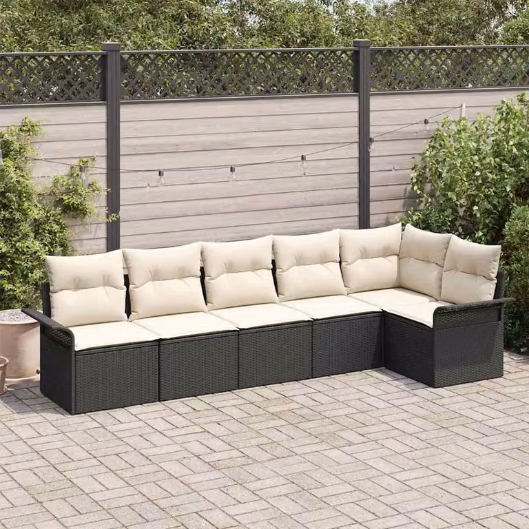 Maison Exclusive - Set Divano da Giardino con cuscino 6 pcs Nero polyrattan
