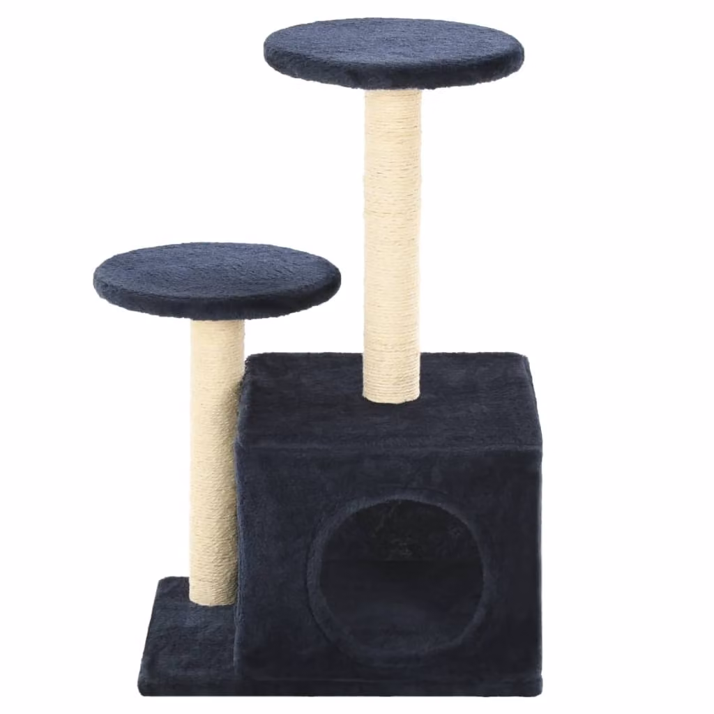 The Living Store Gatto Graffiatoio in Sisal 60 cm Blu scuro