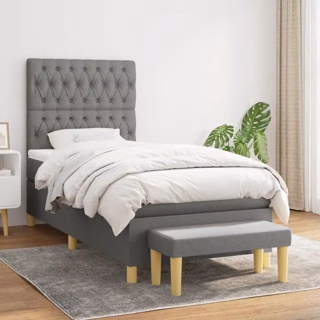 Letto Ibrido con Giroletto a Molle e Materasso vidaXL, Grigio e Bianco, L/P/H: 90 x 190 x 25 cm