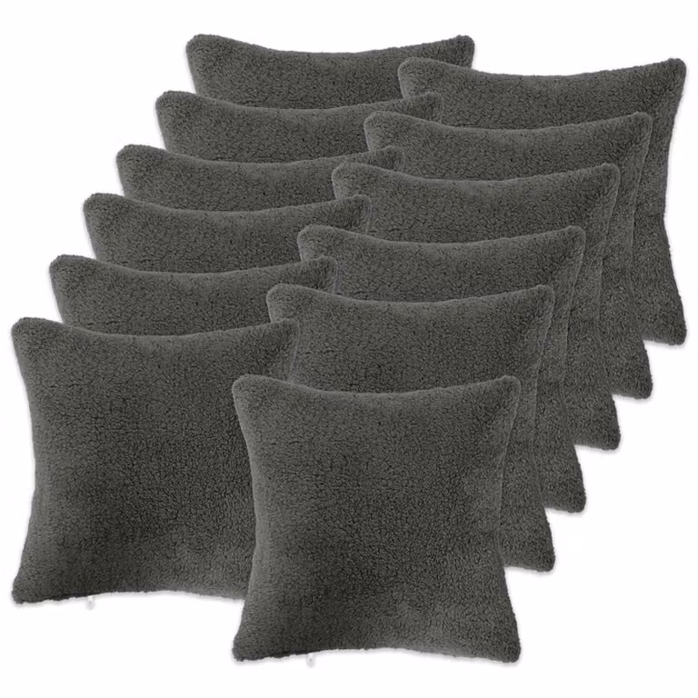 Set di 12 federe vidaXL HEERLEN Grigio Scuro in tessuto bouclé, L 45 cm x P 45 cm