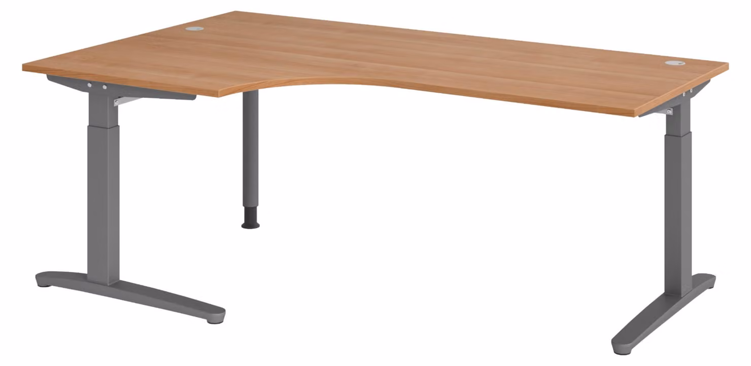 bümö Scrivania Serie-XB - Struttura: grafite, finitura: noce, dimensioni: scrivania angolare 200 x 120 cm