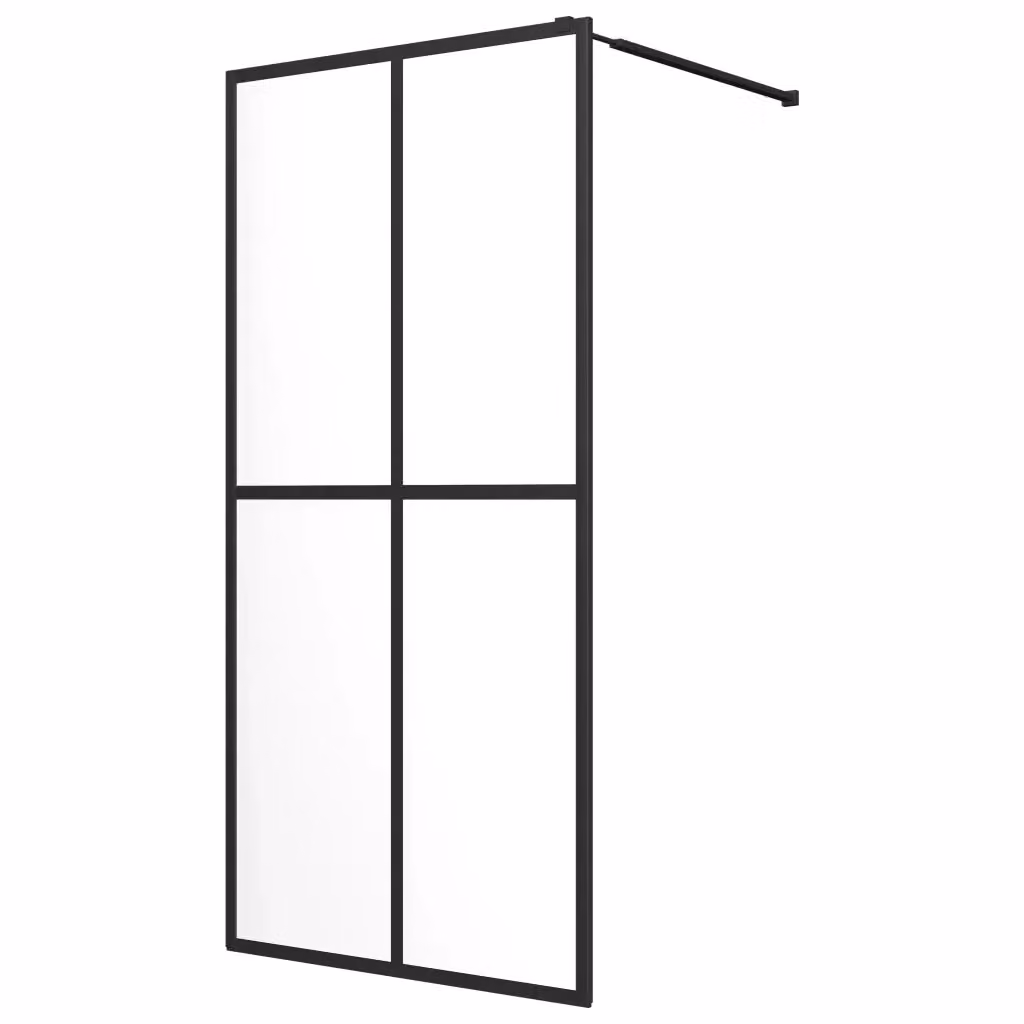 Cabina Doccia Quadrata vidaXL in Vetro Temperato Trasparente con Profilo Nero L: 118 cm, H: 190 cm – 2