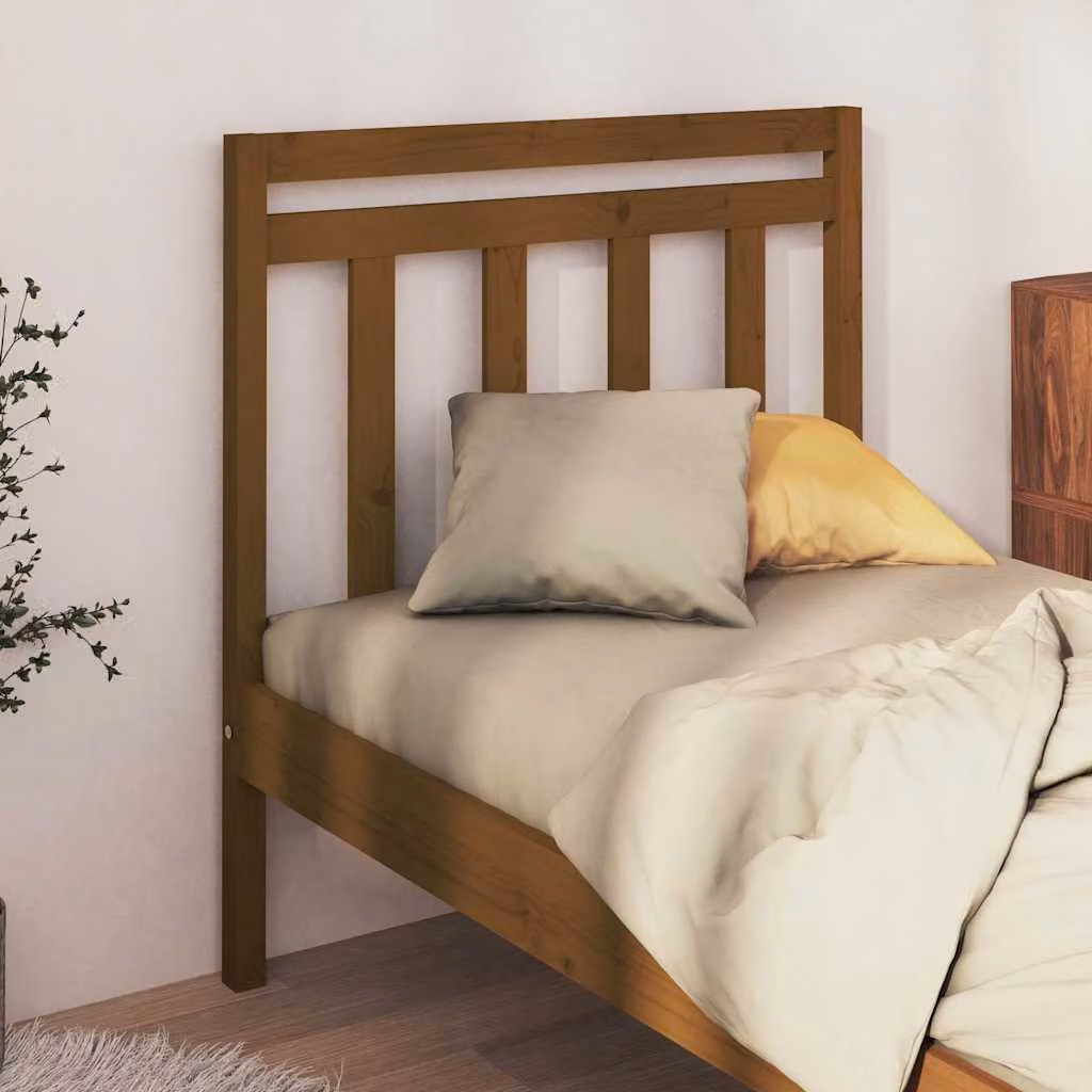 Testiera per letto vidaXL in legno massello di pino color marrone, stile rustico, L 106 cm x P 4 cm x H 100 cm
