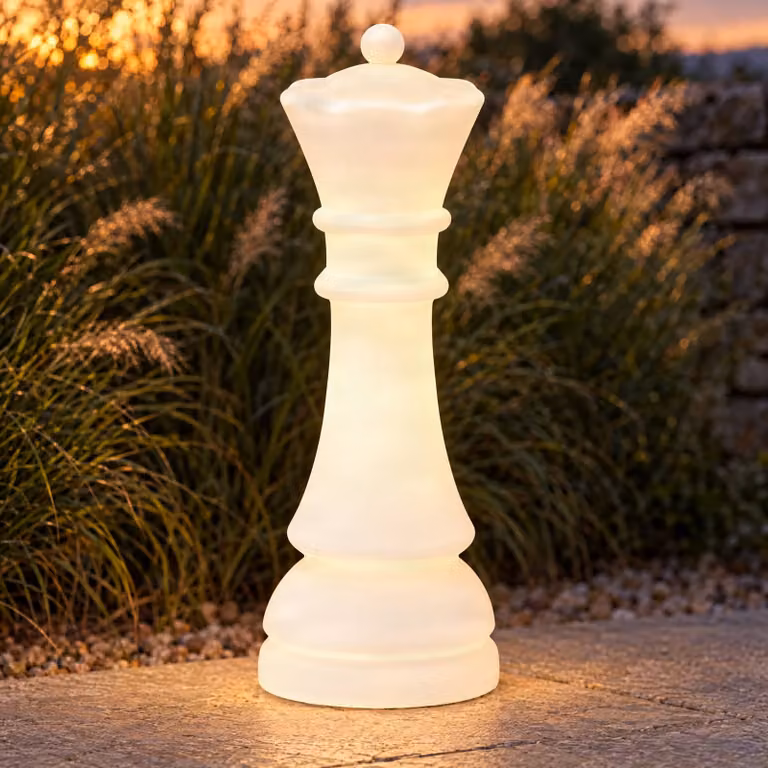 Lampada LED da terra Lucande Gambi, pedina della dama, CCT, IP44 Gambi Lucande, dimmerabile, Bianco / Opale, Plastica, Design