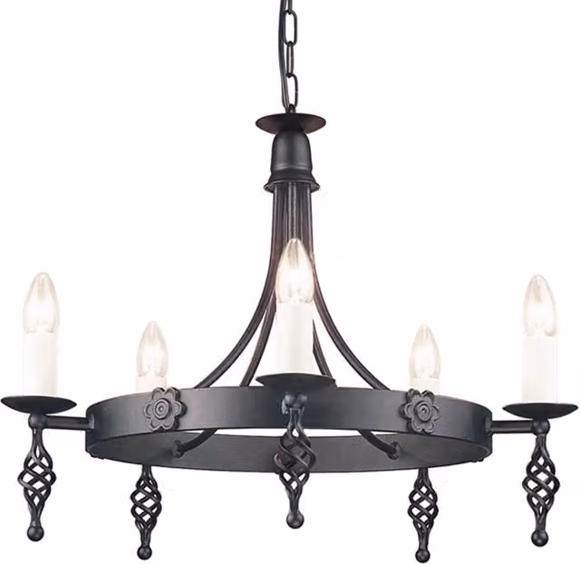 Lampadario Classico Belfry Acciaio Nero 5 Luci E14