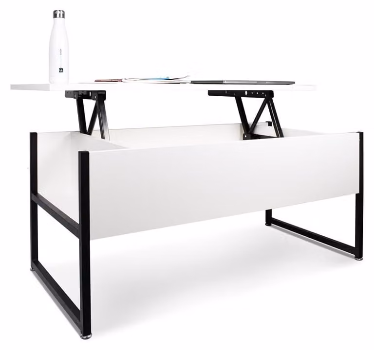 Tavolino da salotto con contenitore in stile industrial tavolino da caffè in acciaio e legno moderno con ripiano sollevabile