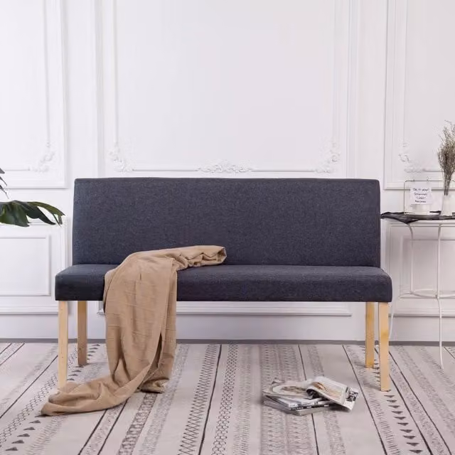 Panca-Sgabello 139,5 cm Grigio Scuro in Poliestere