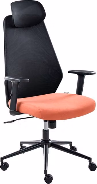 Sedia da ufficio Beliani moderna con rivestimento in tessuto nero e rosso, poggiatesta e braccioli regolabili, base girevole a 360 gradi e ruote – 1