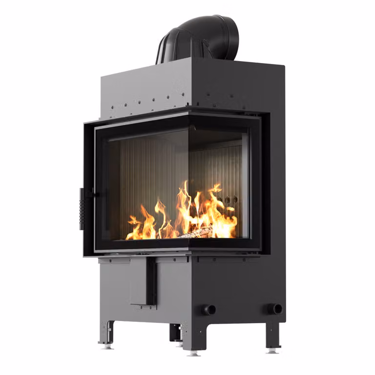 Caminetto in acciaio KRATKI LUCY destro 12 kW Ø 200 nero thermotec