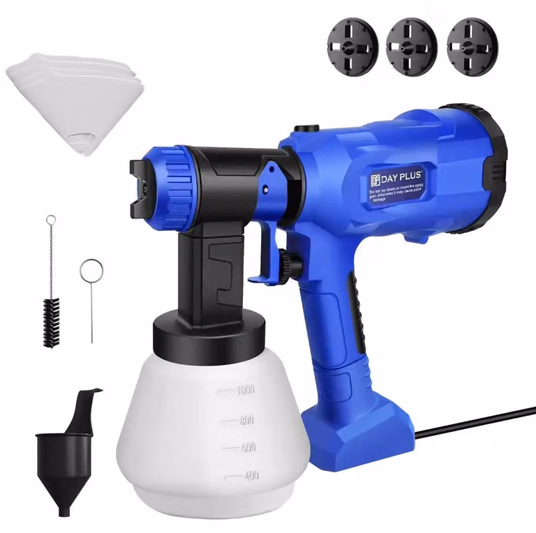 Sistema di verniciatura a spruzzo - Pistola a spruzzo elettrica HVLP - 900W - Portatile - 4 ugelli e 3 modalità di spruzzo - Serbatoio da 1000 ml removibile - Adatta per uso domestico e giardinaggio