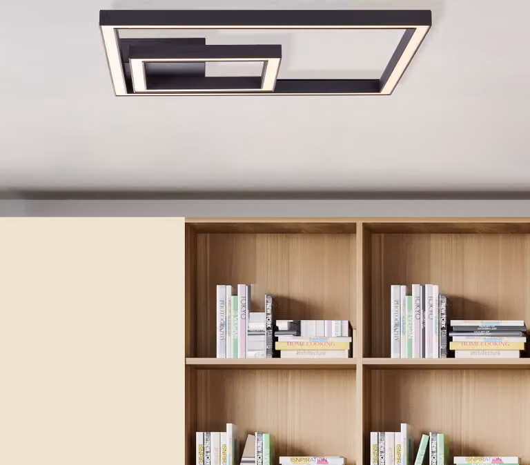 BRILLANTE plafoniera moderna a LED in nero | lampada da soffitto in 40x40 cm | metallo/plastica | 24W 2800 lumen 3000 Kelvin