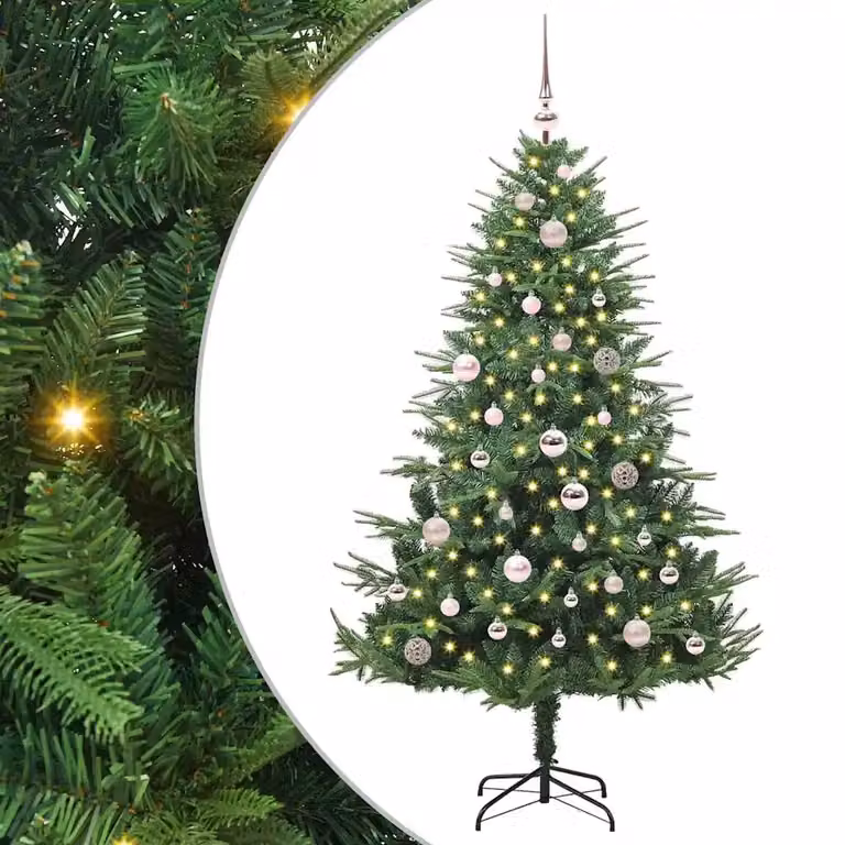 vidaXL Albero di Natale Artificiale Pre-illuminato con Set di Palline