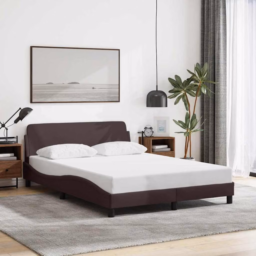 Giroletto vidaXL Dover Marrone Scuro in Tessuto con Listelli in Legno L/P: 120 x 200 cm