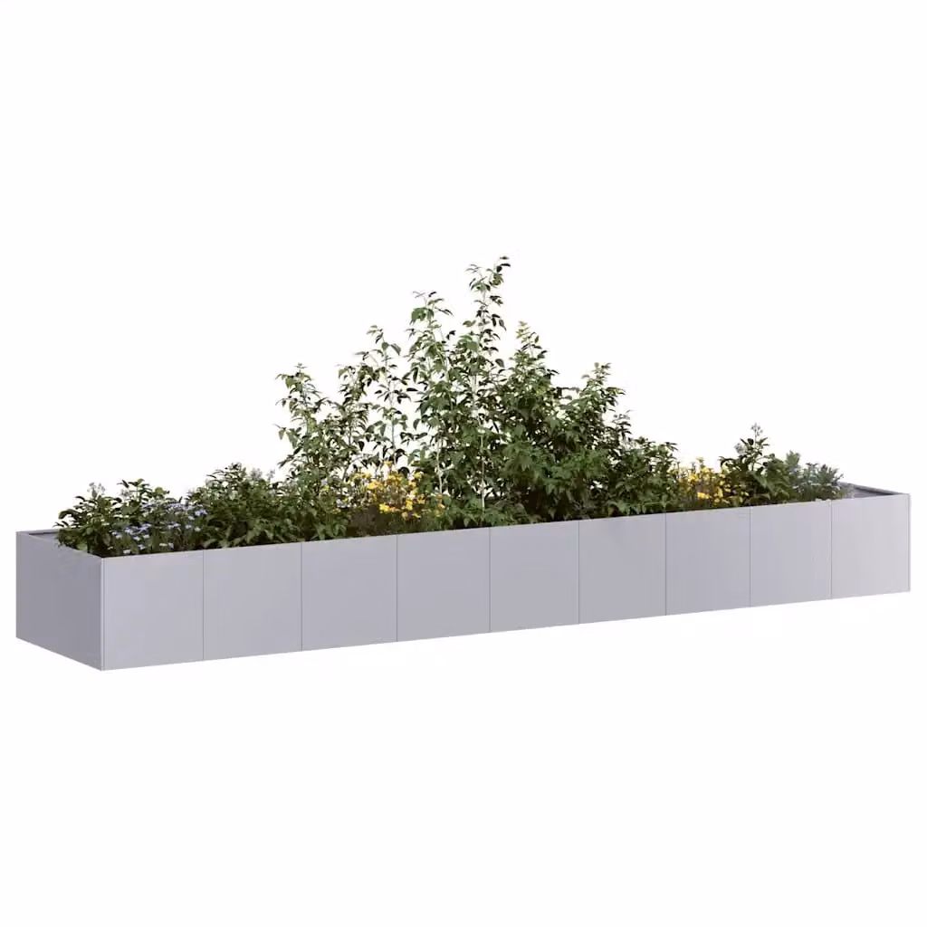 Fioriera vidaXL in acciaio zincato grigio L: 360 cm, P: 80 cm, H: 40 cm
