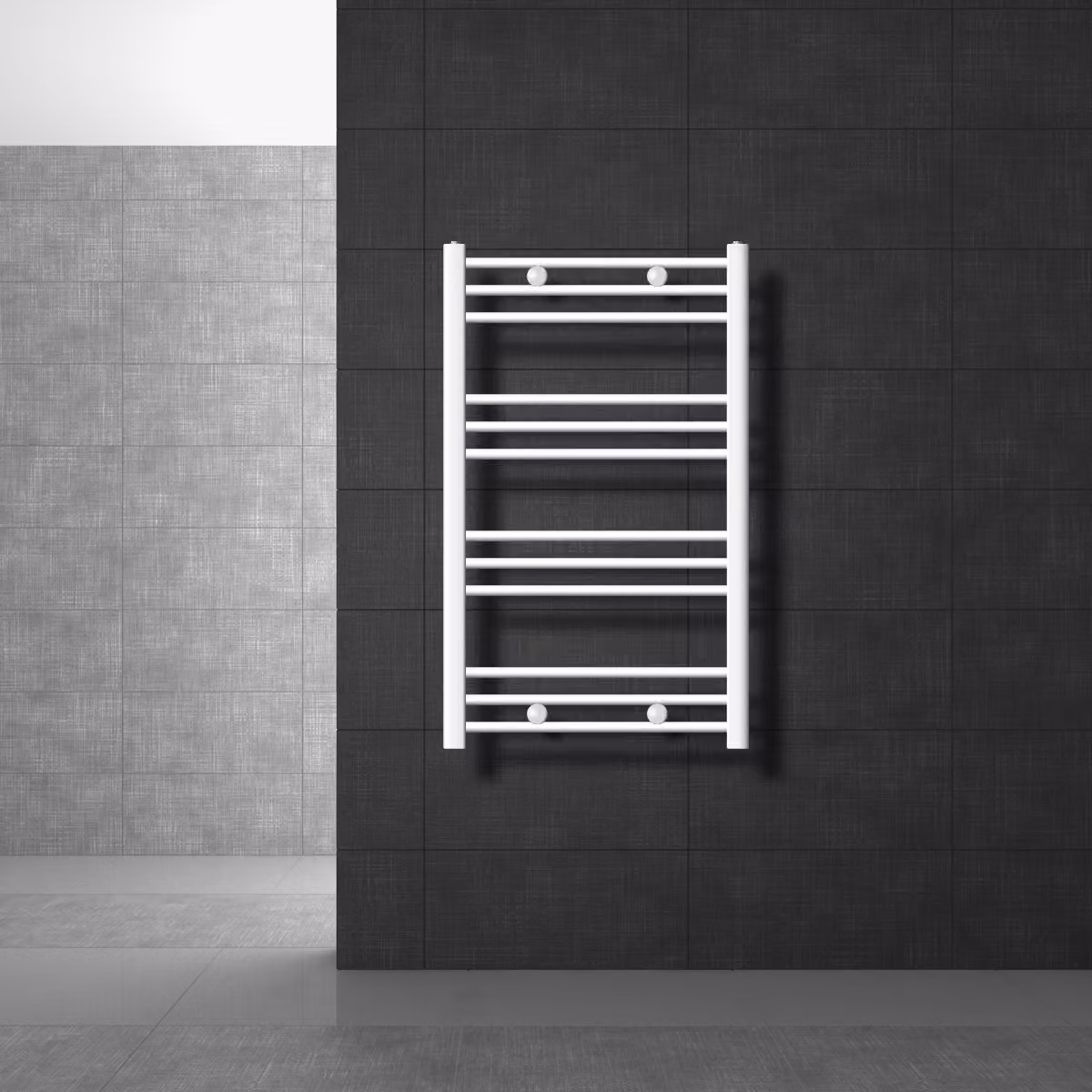 LuxeBath radiatore per bagno Sahara, 600x800 mm, bianco, diritto con attacco laterale, senza elemento riscaldante