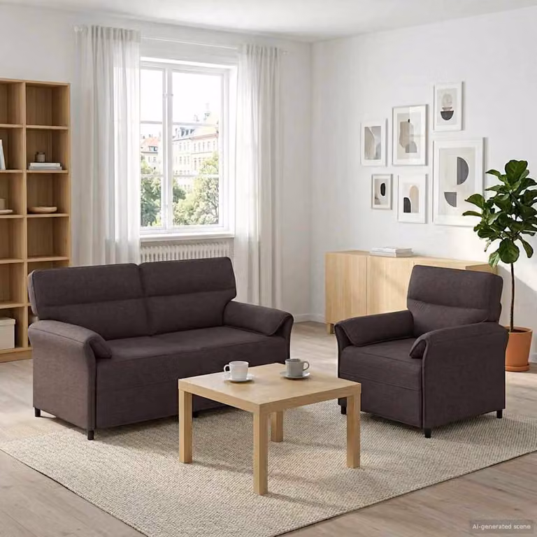 Set di 2 divani moderni vidaXL in tessuto marrone scuro con struttura in metallo e cuscini inclusi per il tuo soggiorno
