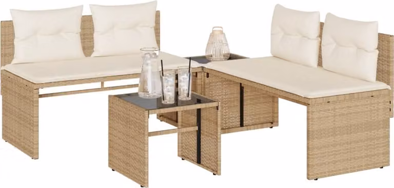 Maison Exclusive - Set di 4 divani da giardino con cuscini in polyrattan beige