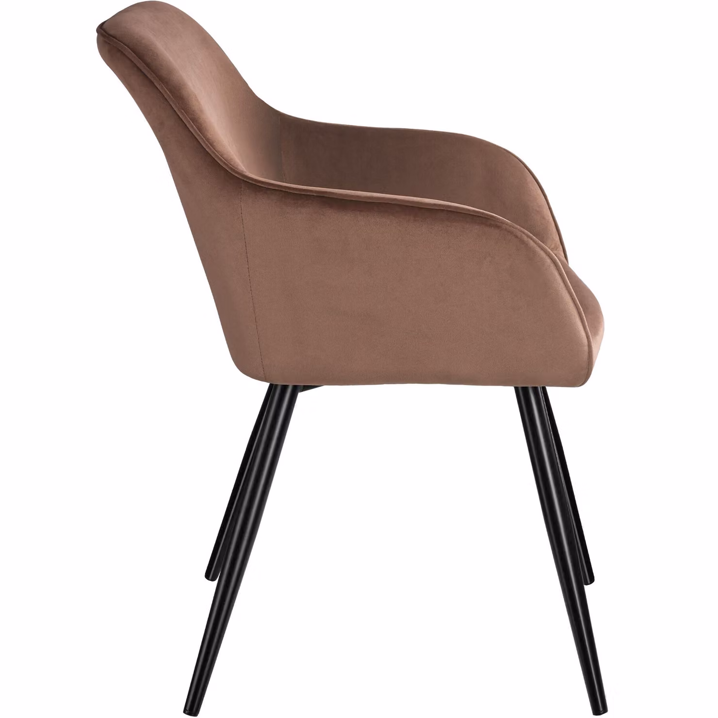 Sedia Marilyn tectake in velluto marrone con gambe nere per soggiorno e sala da pranzo – 4