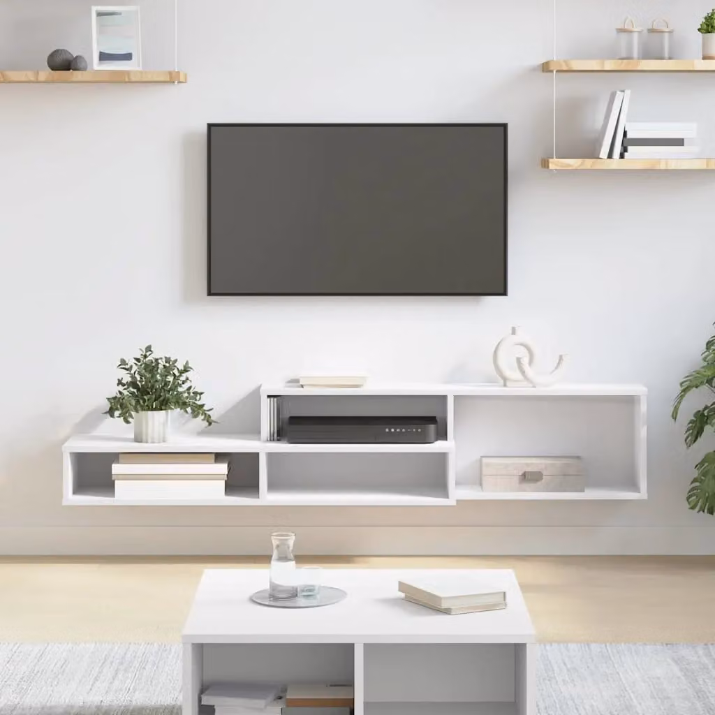 Supporto per TV da parete vidaXL in legno MDF bianco, L 150 x P 25 x H 28,5 cm