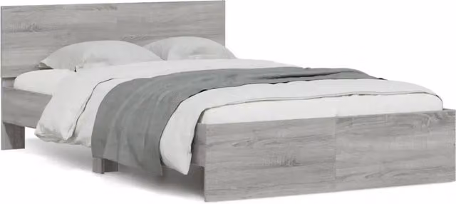 Letto matrimoniale | Letto per adulti | Giroletto con Testiera Grigio Sonoma 120x190 cm