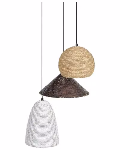 Beliani Lampadario in metallo e paglia multicolore