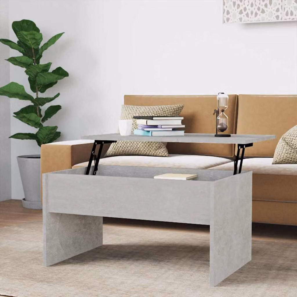 vidaXL Tavolino da Soggiorno Moderno Grigio in Legno Multistrato e Composito L: 80 cm, P: 50,5 cm, H: 41,5 cm