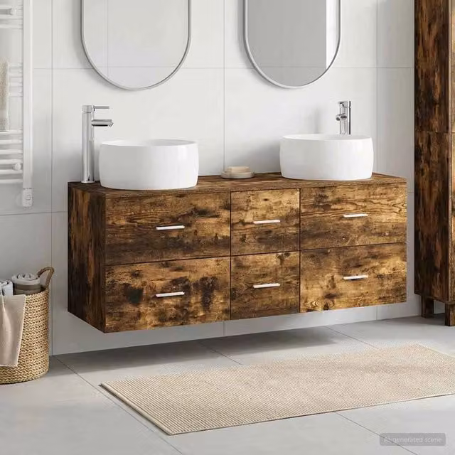 Set di mobili per il bagno 3 pz Rovere Fumo 49,5 x 44,5 x 66 cm 3405935