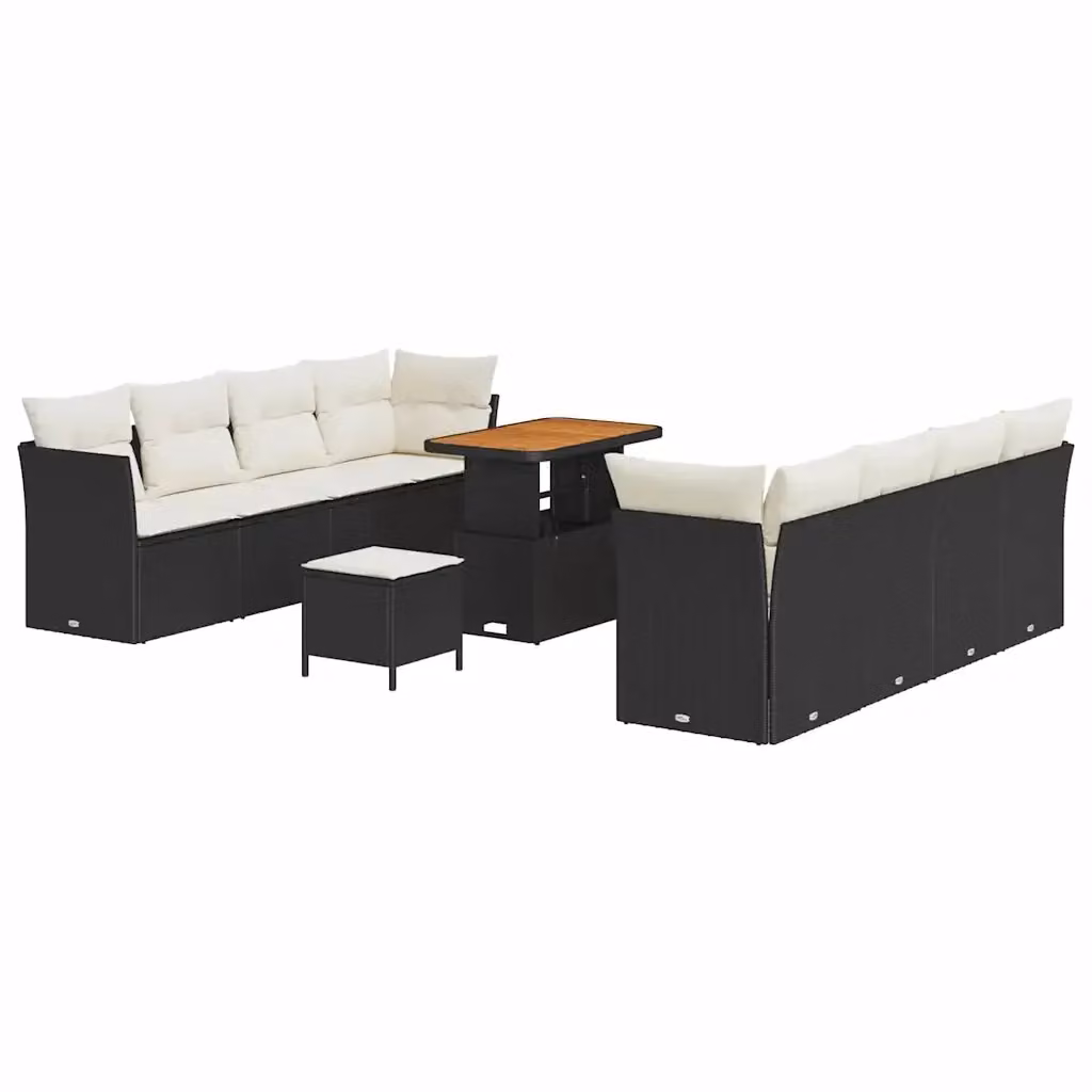 Set Divano da Giardino vidaXL 11 Pezzi Nero con Cuscini e Struttura in Acciaio Verniciato a Polvere a Forma di U – 2